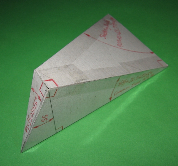 Irregular Pentahedron modeling Jack Purlin Miter Angles ... oblique view from plumb plane of Common Slope Angle