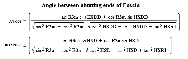 Vector Formula for Angle between abutting ends of Fascia
